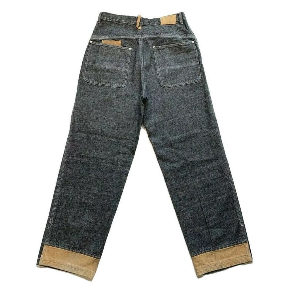 Timberland Baggy Relaxed Jeans Mens 34x31.5 Straight Leather Skater Black Denim